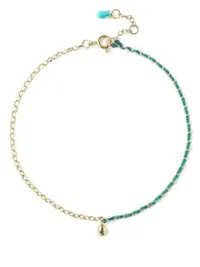 在飛比找Farfetch優惠-18ct yellow gold drop anklet