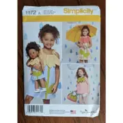 UNCUT Simplicity 1172 Pattern Girls' & Doll Size 3-8