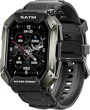 [Bengux] Men's Military Smartwatch 1.72 Inch 5ATM Waterproof 50 m Sports Watch Fitness Tracker with Pedometer Activity Tracker Heart Rate Monitor Sleep Monitor Stopwatch Blood Pressure Measurement Men's