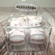 Russ Berrie Porcelain Baby Girl Names Booties Ornament Alexandra Birth Info Card