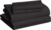 Lightweight Microfiber Bed Sheet Set King Size Black, 36cm Deep Pockets Easy Care