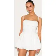Petite White Lace Corset Detail Shift Mini Dress, White