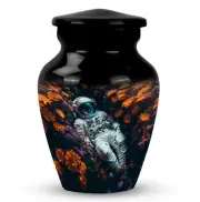 Cremation Ashes Urns Astronaut Laying Flowers Space Theme 3 Inch Urn