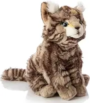 Uni-Toys - Wild Cat Grey Tabby Sitting - 22 cm (Height) - Plush Cat - Plush Toy, Cuddly Toy