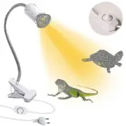 Reptile Heat Lamp Tortoise Basking Spot Lamp Turtle 360 Rotatable Light Clamp Flexible Ceramic Clip Desk Light Black