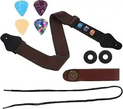 Kisangel 1 Set Guitar Strap with Slip Pad Headstock Strap present for Guitar Players Comfortable Fit Meticulous Workmanship Random Color