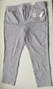 Old Navy Pixie Pants Womens 16 White & Blue Striped Secret Slim Pockets Ankle