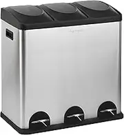 Step N' Sort The 16-Gal. 3-Compartment Stainless Steel Trash and Recycling Bin