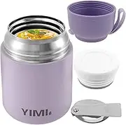 Insulated Food Container with Folding Spoon, 500 ml Food Grade 304 Stainless Steel Food Thermal Jar, Leakproof Soup Insulated Jar Wide Mouth Food Jar Food Flask, Dishwasher Safe for Food (Style 05)