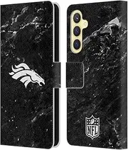 Head Case Designs Officially Licensed NFL Marble Denver Broncos Artwork Leather Book Wallet Case Cover Compatible with Samsung Galaxy S23 FE 5G