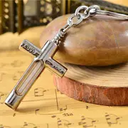 Cross Metal Keychain With 15Years Self-Luminous 3x22.5mm Tritium 23 GREEN