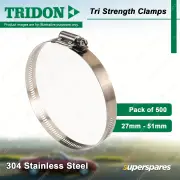 Tridon Tri Strength Hose Clamps 27mm - 51mm 304 Stainless Steel 500pcs