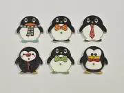 10 Wooden Penguin Buttons Christmas Button 29mm C41-21 Aussie Seller