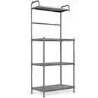 ANGELES HOME Baker's Racks 4-Tier Microwave Shelf Metal Gray w/ Adjustable feet