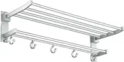 TBKBZTLALX Storage Rack Double Towel Bars Bathroom Towel Hanger Space Aluminum Bathroom Accessories Towel Rack Towel Ring Toilet Brush Towel Rack(50cm)