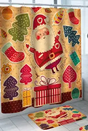 Santa Claus Trees and Christmas Presents Shower Curtain