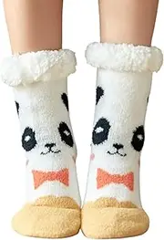 Fuzzy Slipper Socks for Women - Cute Pattern Non-Slip Slipper Socks | Comfy Socks for Women and Girls, Soft Socks for Favor, Warm Socks for Bellv