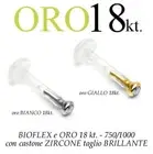 Piercing Bioflex Labret Tragus Ear with Zircon Oro BIANCO 18kt. White Gold
