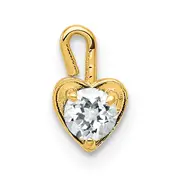 14K Yellow Gold 14Ky April Synthetic Birthstone Heart Charm