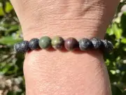 Dragon Blood Jasper & Lava Stone Bracelet, 8mm