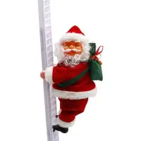 在飛比找Yahoo!奇摩拍賣優惠-聖誕節 可愛聖誕老人電動爬梯子裝飾 聖誕老公公裝飾 聖誕樹裝