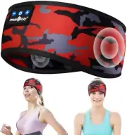Sleep Headphones Bluetooth Headband Headphones, Bluetooth Sports Black Red