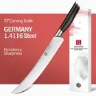 Chef Carving Knife Fork Set German Stainless Steel Wood Handle Slicing Beef 10"