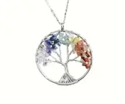 Silver Tree of Life Wire Wrapped raw Colorful Beads Pendant For Necklace Family