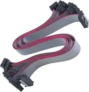 Antrader 30CM 16-Pin IDC Connector Flat Ribbon Cable with Black 2.54mm FC Dual Row Female to Female Sockets, 6 Pieces