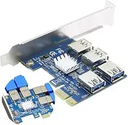 SYONCON PCIe Multiplier, PCIe Splitter 1 to 4 PCI-Express 16X Slots Riser Card, PCI-E 1X to External 4 USB 3.0 Adapter for BTC Miner Machine GPU Mining