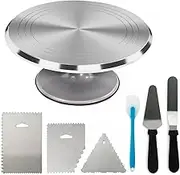 12 Inch Rotating Cake Turntable, 30 cm Aluminium Alloy Revolving Cake Stand for Cake decorating with 6 Tools