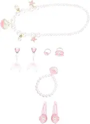 Boys and Girls Jewelry Set Necklace Bracelet Ring Earring Set Pearl Shell Hairpin for Girls