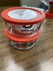 2 PYREX Disney Mickey Mouse Club Mouseketeer 4 Cup Glass Storage Bowls Red Lid