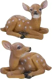 2PCS Deer Statue Sculpture Ornaments, Sika Deer Statue, Sika Deer Figurine Mini Animal Sculpture, Plum Deer Craft Ornament for Outdoor Countryside Family Living Room