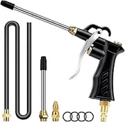 Industrial Air Blow Gun with Brass Adjustable Air Nozzle, Pneumatic Air Blower Gun with 2 pcs Steel Air Flow Extensions and Universal Blow Hose, Air Compressor Accessory Tool Dedusting Air Gun