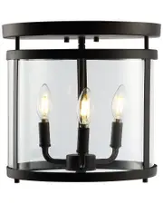 JONATHAN Y Designs Ciel Simple Farmhouse 12 5 3 Light Metal Glass Rustic Vintage Led Flush Mount