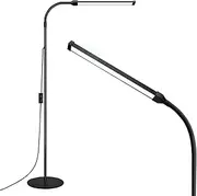 LED Floor Lamp for Living Room with Round Chassis, Custom Color Temperature lash Light, Adjustable Gooseneck Led Floor Lamp for Eyelash (Black-B) (Disc)