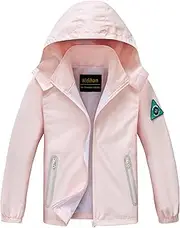 [WICKHAM] Boys Girls Waterproof Rain Jacket Detachable Hood Lightweight Raincoats for Kids Windbreaker Coat
