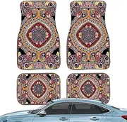 BOHO Car Mats, Full Set of 4 Car Mats and Rear - Non-Slip Mats, Boho Car Accessories, Retro for Car SUV Truck, Car