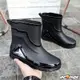 【現貨】新款雨鞋男高檔短筒防雨防水鞋防滑加厚雨靴收口束口水靴工作膠鞋