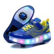 Nevenka Kids Roller Skates Light up Shoes Sport Sneaker USB Chargable-Blue Yellow