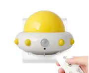 LED Creative Flying Saucer Remote Night Light Bedroom Bedside Children Starting Night Induction Lamp-Yellow