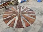 Round Clear Epoxy Resin Center Sofa Coffee Table Top Natural Acacia Wooden Decor