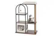Costway Large Cat Tree Scratching Posts Tower Cat Activity Center w/Condo Pet Furniture White