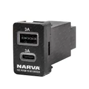 Narva 12V Illuminated USB-C Port for Toyota Prado 150 Landcruiser 200 RAV4 Hilux