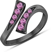[Gemstar Jewellery] 14k Black Gold Finish Women's Adjustable Bypass Toe Ring in 925 Sterling Silver