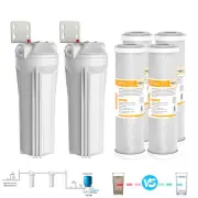 2 Pack Whole House Water Filter Housing System 4PCS 10" x 2.5" CTO Carbon Block