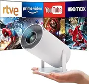 Mini Projector,Portable Projector,4K/200 ANSI Projector with 2.4/5G WiFi and Bluetooth.Auto Keystone Correction,40"-130" Screen,180° Flip,Android 11.0,Round Design Movie Projector (White)