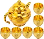 Luxshiny 7pcs Golden Teapot and Buddhist Water Offering Cup Set Cup Plastic Chalice Cups Altar Offering Cups Chinese Holy Water Cup Worship Cup Bowl