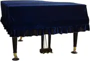 [GRTE] Baby Velvet Grand Piano Cover Dustproof Piano Cover with Mullet Trim Middle Ages Vintage Renaissance,Blue